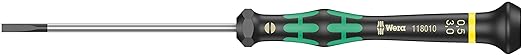 Wera 05118010001 Kraftform Micro 2035 Slotted Electronics Precision Screwdriver, 3mm Head, 80mm Blade Length