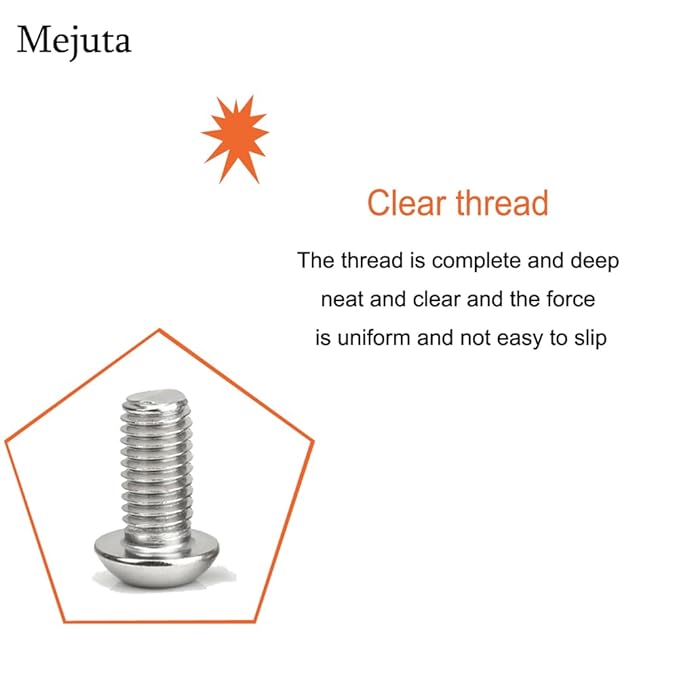 Metuja M6-1.0x16mm Button Head Socket Cap Bolts Screws竊?5pcs竊? Stainless Steel, Full Thread, Silver, Allen Hex Drive