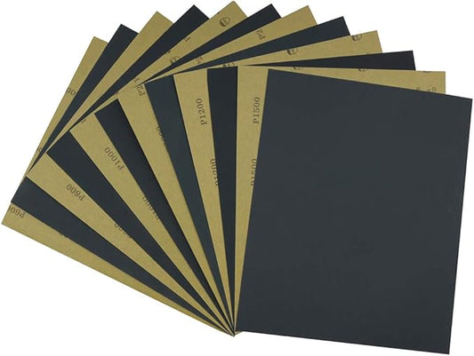 Sandpaper Assortment 600 800 1000 1200 1500 2000 Fine Grit, 30 Sheets Sand Paper Assortment Pack, 9 x 11 Inches Silicon Carbide Wet Dry Sanding Sheet for Wood Furniture, Metal Sanding, Automotive