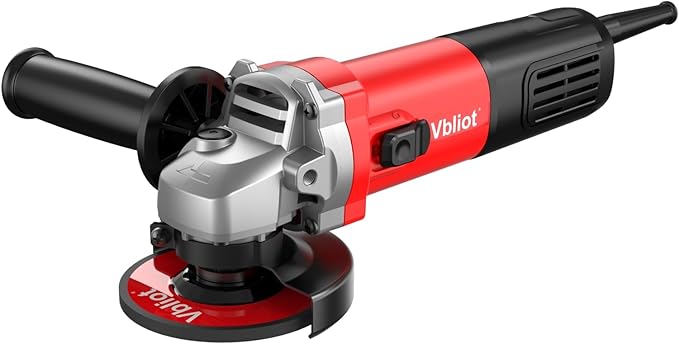 950W Angle Grinder Tool 4.5 Inch 8A Electric 12000RPM Handheld Power Grinders for Cutting and Grinding Metal Stone Wood Polishing, Red