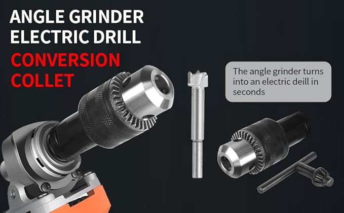 5/8-11 Angle grinding machine special conversion chuck, 1.5-10mm diameter metal drill chuck with fixed converter and quick replacement, stable use, can replace electric drill holes