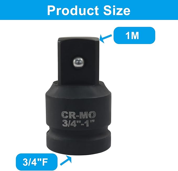 3/4" Female to 1" Male Impact Socket Adapter, Black Wrench Socket Adapter For Impact Driver