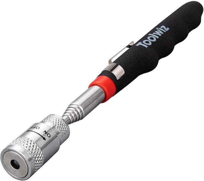 Toolwiz Magnetic Telescoping Pickup Tool 8 Lb, Portable Extendable Magnet Pickup Tool 7.7-32 Inch/19-80 Cm Extendable Retrieving Tool with Led Light, 8 Lbs Lifting Capacity Magnet Pickup Tool