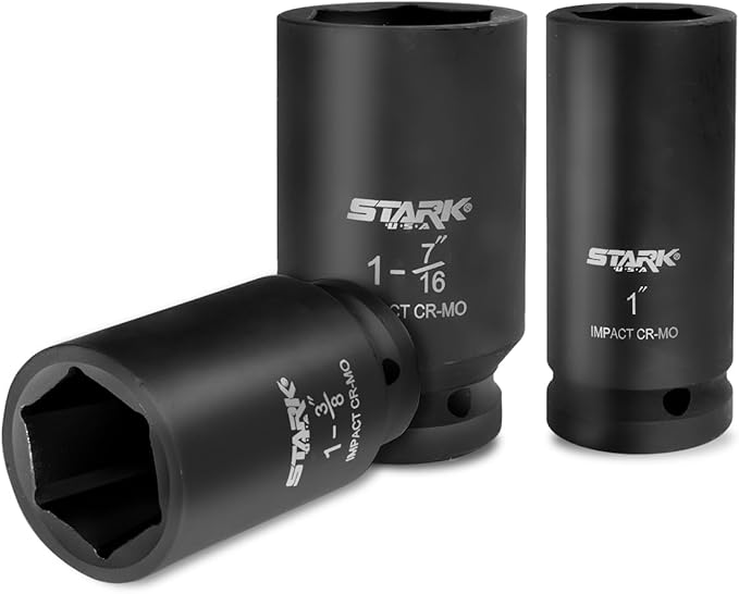 Stark USA 9 Pieces 3/4" Drive Deep Impact Jumbo Assortment Socket Set Cr-V Socket Set SAE 6-Point Flank Sockets (1" inch to 1-1/2" inch)