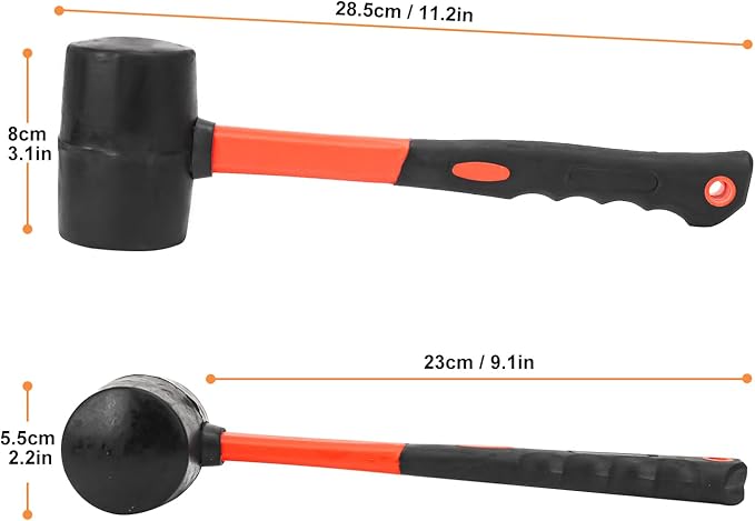 4 PCS Rubber Mallet Hammer, 16 oz Durable Rubber Hammer for Flooring Installation, Camping, Woodwork, and Tent Stakes