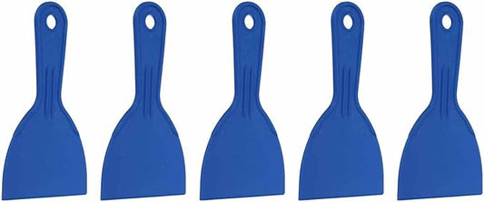 HARFINGTON 5pcs Putty Knife Scraper 4" Width Flexible Plastic Putty Knife Paint Scraper Tool for Taping Drywall Spreading Painting Wall Scratching Blue