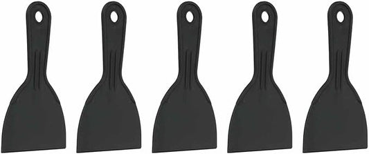 HARFINGTON 5pcs Putty Knife Scraper 4" Width Flexible Plastic Putty Knife Paint Scraper Tool for Taping Drywall Spreading Painting Wall Scratching Black