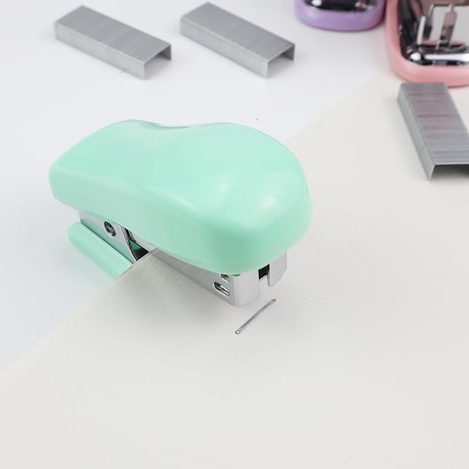 Aacehlh Mini Desktop Stapler Set,20 Sheet Capacity,Includes Built-in Staple Remover and 750PCS No.12 Staples,Small Cute Stapler for Office and School Supplies (Green)