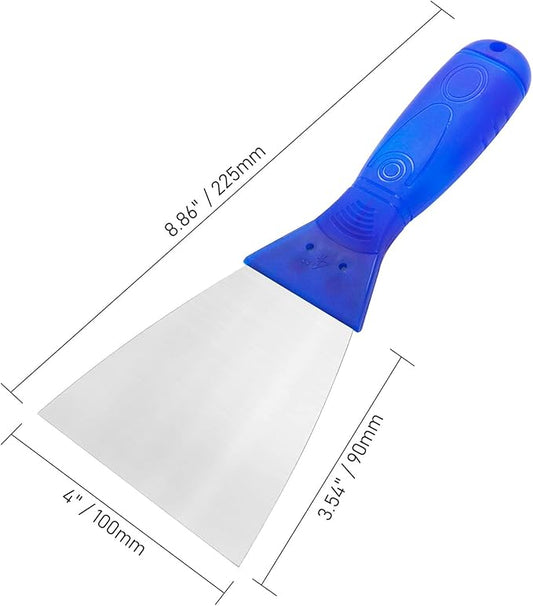 Putty Knife, 4 Inch Metal Steel Scraper, Plastic Handle Spackle Knives for Drywall, Decals, Wall paper, Patching, Painting, Taping, Scraping Coating