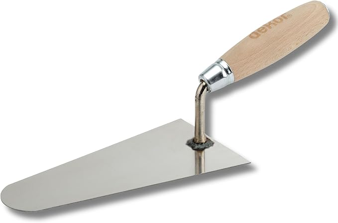 DEKOR Plaster and Brick Trowel - Size 8" - German Stainless Steel Ensures Rust-Free Performance for Masonry Tools, Bricklaying, Plastering - Commercial and DIY Use - Made in Europe - Wooden Handle