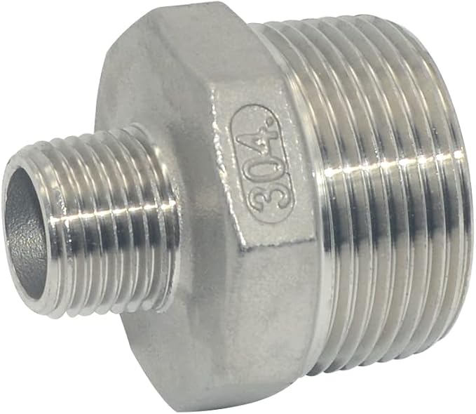 1-1/4" x 1/2" Male Threaded Reducing Nipple Fitting/Adapter,Stainless Steel SS304 NPT Pipe Hex Reducer