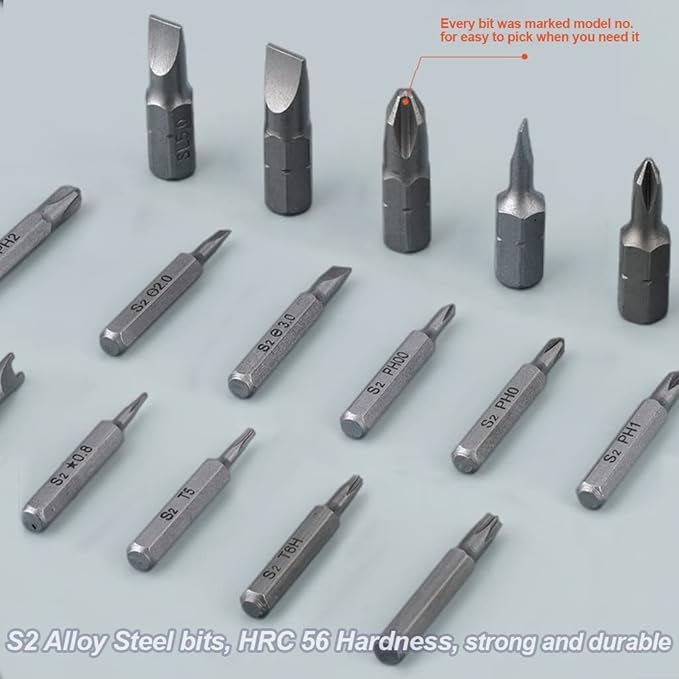 Electronic Precision Screwdriver Set LED Lights 41pcs in 1 Case S2 Alloy Steel HRC 56 Hardness Bits Space-saving Built-in 2000mAh Li-on Battery Easy Install or Remove (9907)