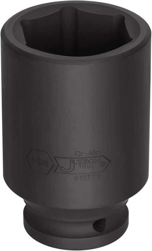 Jetech 3/4 Inch Drive 1-5/8 Inch Deep Impact Socket, Made with Heat-Treated Chrome Molybdenum Alloy Steel, 6-Point Design, SAE