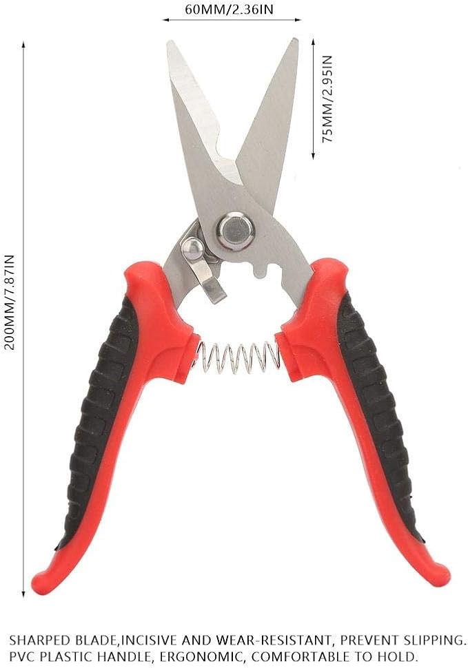 Heavy Duty Straight Cut Shears Metal Sheet Cutter 200mm Gardening Scissors NonSlip Handle for Hard Materials
