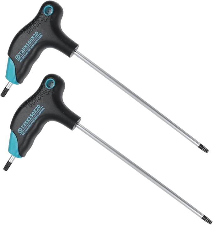 Antrader T25 Torx Wrench,Anti Tamper Proof Hex Key,Cr-V Steel T-Handle Dual End Long Arm Screwdriver 2pcs