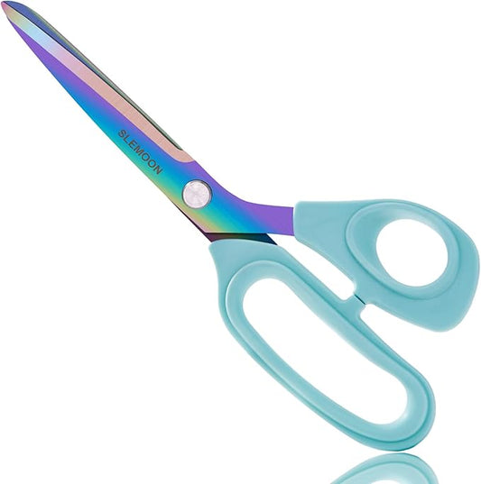 10-Inch Scissors All Purpose - Premium Steel, Tailor Sewing Craft Scissors for Fabric, Leather & Clothing, Light Blue