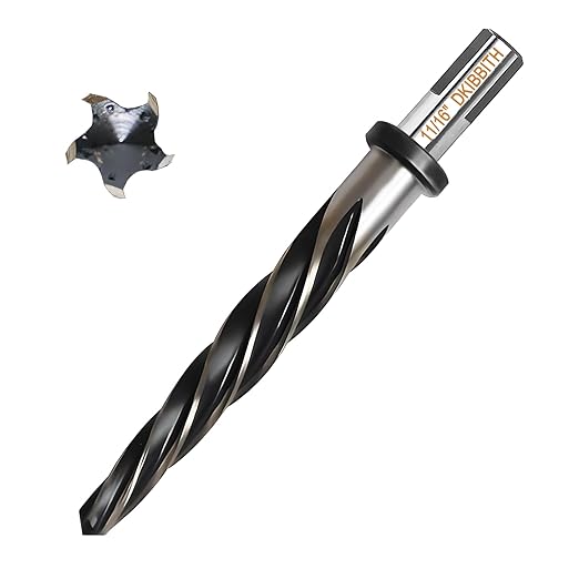 DKIBBITH 11/16" Bridge Construction Reamer Drill Bit, M2 HSS Taper Chucking Reamer for Steel Alloy Metal Wood Plastic, 1/2" Non-Slip Shank, 5-Spiral Flutes Car Reamer, to Align or Enlarge Holes, 17mm
