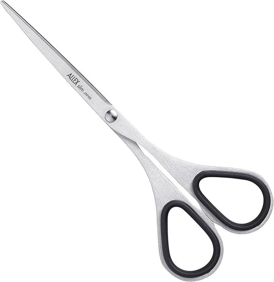 ALLEX Small Skinny Scissors for Office 5.5", All Purpose Slim & Thin Low Profile Scissors, Made in JAPAN, All Metal Sharp Japanese Stainless Steel Blade with Non-Slip Soft Ring, Black