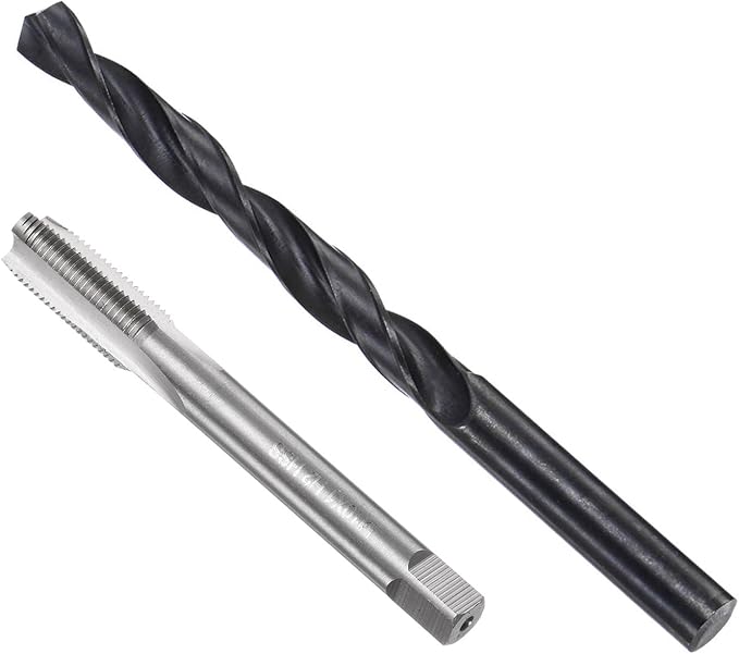 uxcell Metric Tap and Drill Bit Set, M10 x 1 Thread Tap & 9mm Black Oxide Twist Drill Bit, Straight Flute Tap Tapping Threading Repair Tool Kit