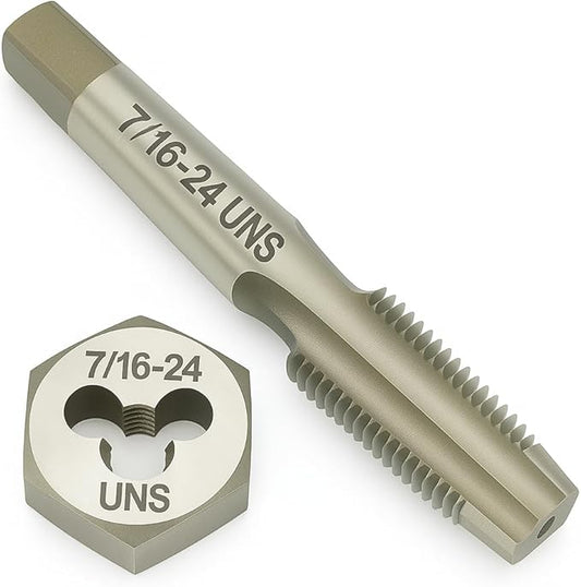 Yamesh 7/16"-24 Thread Tap and Die Set HSS Tap with GCr15 Alloy Steel Hex Die Right Hand Thread Repair Tool for Metalworking and Machinery