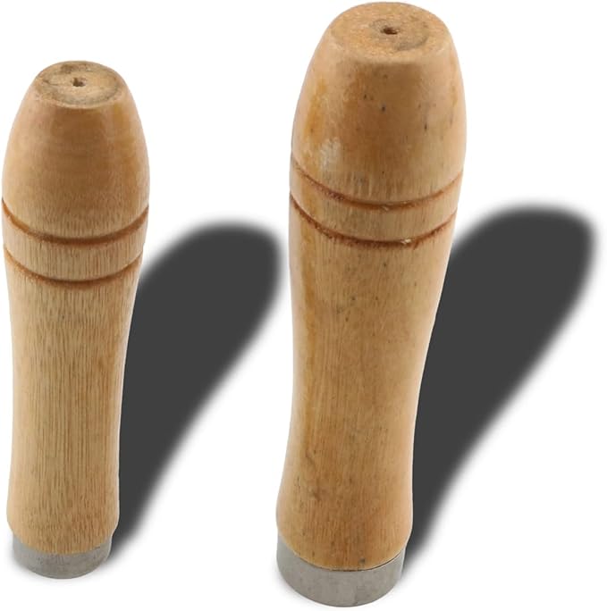 ZCZQC 4pcs Wooden File Handles with Strong Metal Collars - 2pcs Medium Handles for 6"-8" Files and 2pcs Large Handles for 10"-12" Files
