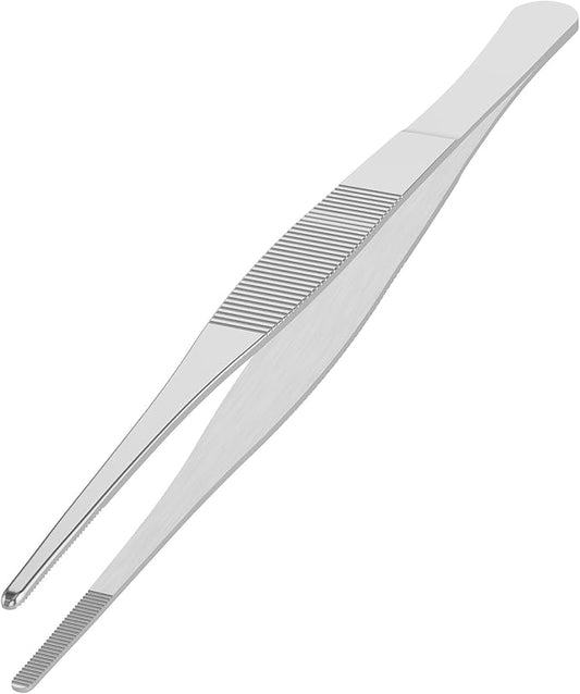 6.3 Inch Stainless Steel Tweezers, with Straight Round Blunt Serrated Tip, 3/64 Inch Thickness Stainless Steel, Multipurpose Daily Garden Home Lab Craft Repairing Tool