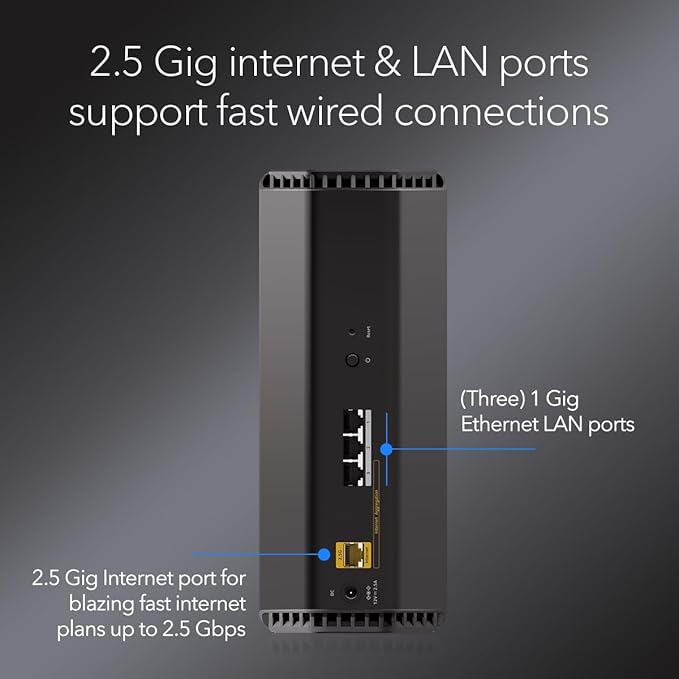 NETGEAR Nighthawk Dual-Band WiFi 7 Router (RS140) - Router Only, BE5000 Wireless Speed (up to 5.0 Gbps) - Covers up to 2,250 sq. ft., 80 Devices - 2.5 Gig Internet Port ??Free Expert Help