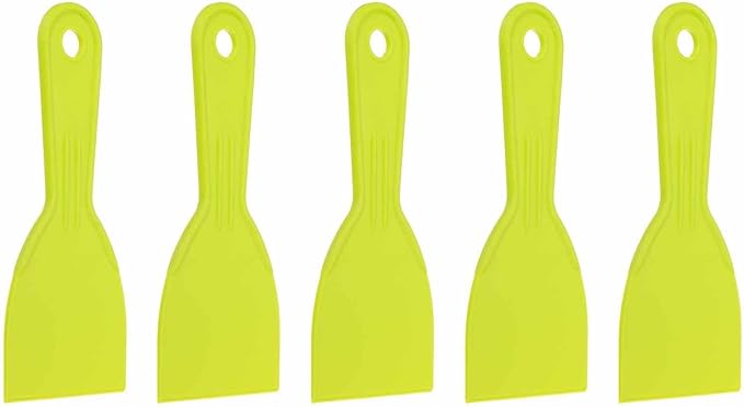 HARFINGTON 5pcs Putty Knife Scraper 3" Width Flexible Plastic Putty Knife Paint Scraper Tool for Taping Drywall Spreading Painting Wall Scratching Yellow