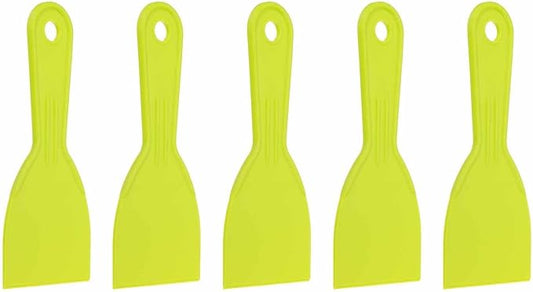 HARFINGTON 5pcs Putty Knife Scraper 3" Width Flexible Plastic Putty Knife Paint Scraper Tool for Taping Drywall Spreading Painting Wall Scratching Yellow