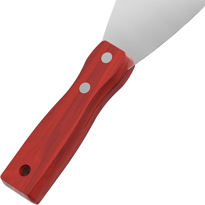 Putty Knife, 2PCS 3 Inch Stainless Steel Scraper Tool, Wooden Handle Metal Spackle Knives for Drywall, Decals, Wall Paper, Floor Tile, Patching, Painting, Taping, Scraping Coating