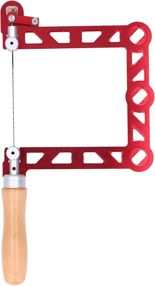 Mini Woodworking Hand Saw, U Shape with Wooden Handle, Aluminum Alloy, Red, for Jewelry Making and Metal Processing, Includes Saw Blade and Hex Wrench (5 Inch)