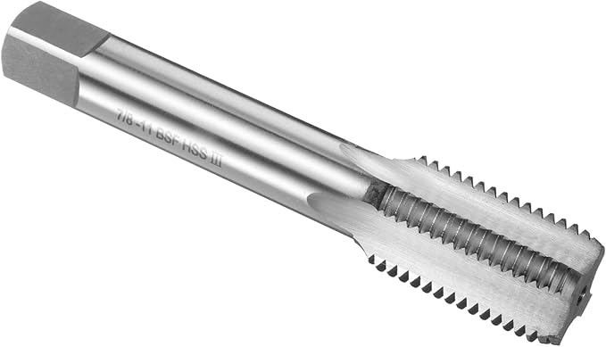 uxcell Hand Bottom Tap 7/8"-11 BSF 2B Thread Bottoming Style Threading Taps High Speed Steel HSS6542 Straight Flutes Screw Tapping Tool