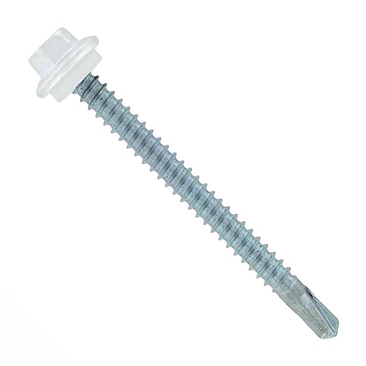 Fasteners Plus ST Fastening Maxx SteelBinder Metal to Metal #12 x 2-1/2" Bright White Screws with EPDM Rubber Washer, 250-Count - Designed for Roofing and Siding Panels