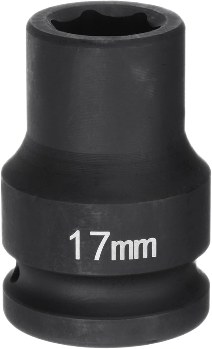 HARFINGTON 6-Point Impact Socket 3/4" Drive 17mm Metric 40Cr Alloy Steel Spindle Axle Nut Impact Socket