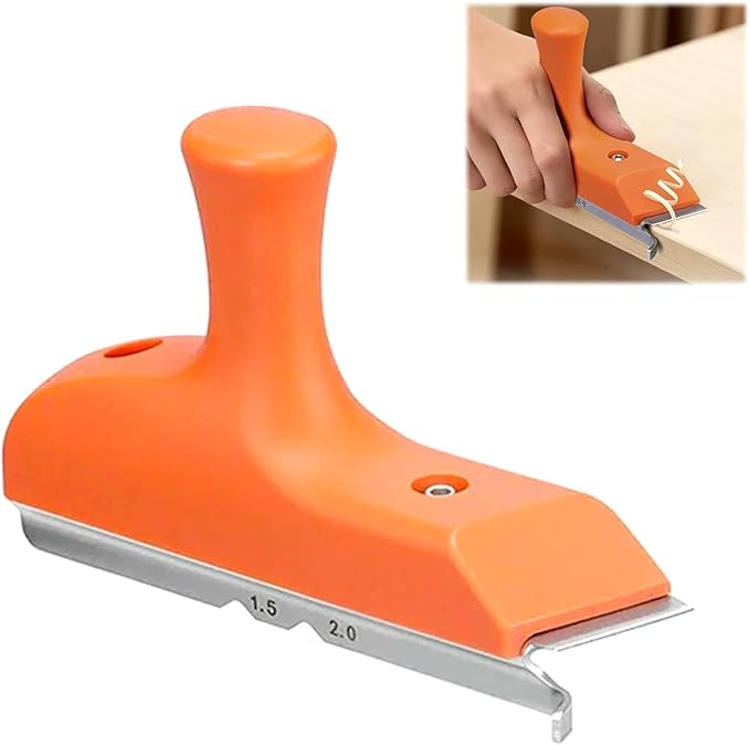 Edge Banding Trimmer with Stainless Steel Blade, 1.5"–2" Woodworking Edge Trimming Tool for Veneer, PVC, ABS, Wood, Laminate, Deburring, Straight & Curved Edges, Ergonomic Grip, Carpentry Tool
