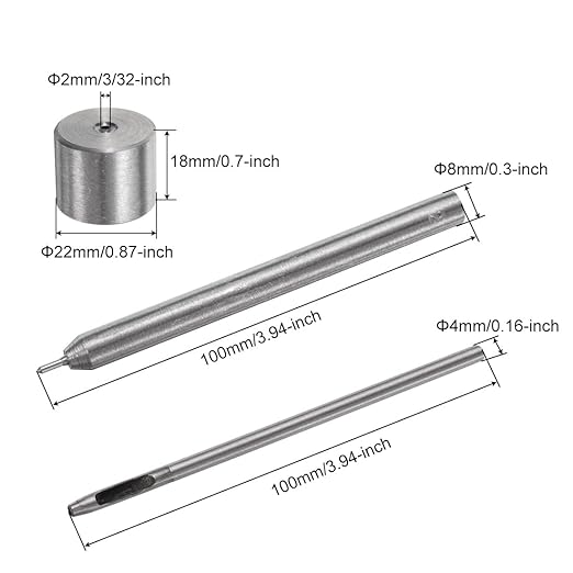 uxcell Eyelet Hole Punch Die Tool, 2mm Grommet Setter Hollow Punch for Leather Craft Clothing Handbag Fabric Curtain Setter