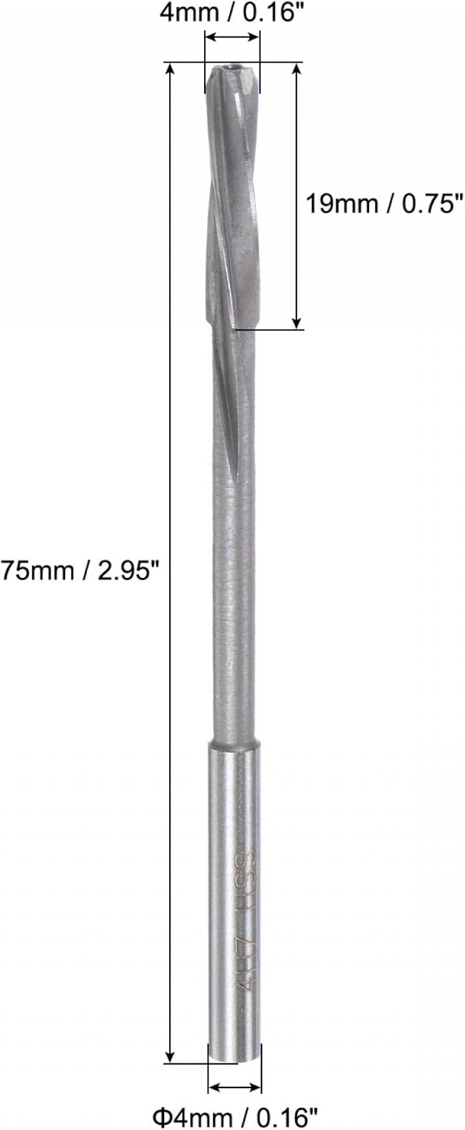 uxcell Chucking Reamers, 4mm H7 4241 High Speed Steel Spiral Flutes Lathe Machine Reamer Milling Cutter