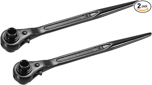 uxcell 10 x 12mm 12-Point Scaffold Podger Ratchet Spanner Ratcheting Socket Wrench Tool (Black) 2pcs