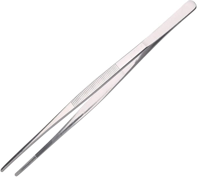 Aniso long tweezers- with precision serrated kitchen tweezers tongs， for barbecue and hand-made stainless steel cooking tweezers（10 inches）