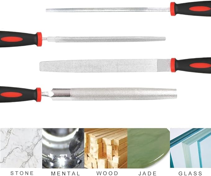 YKLP 8inch Diamond Coated Half Round File Plastic Handle Hand Tools for Grinding on Glass, Stone, Marble, Rock, Bone 120 Grit2