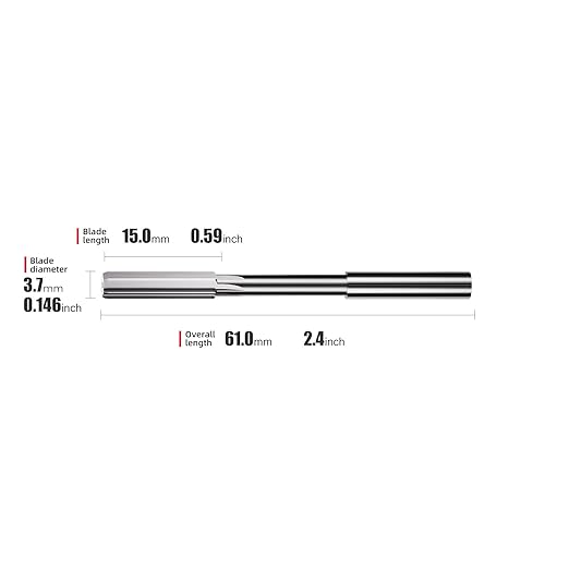 3.7mm Chucking Reamer,H7 HSS Straight Flutes Lathe Machine Reamer,Round Shank Milling Cutting Tool,1 pcs DRINYOUNG(3.7mm)