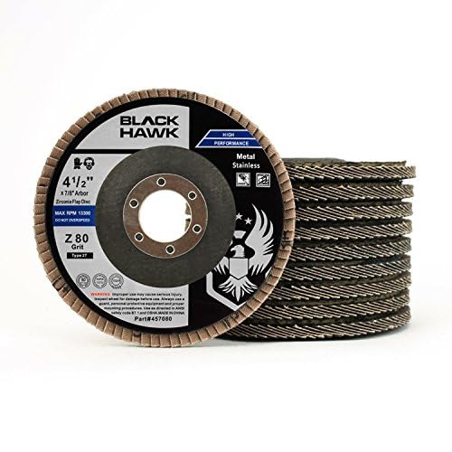 BHA Grinding and Sanding Flap Discs T27, 4-1/2" x 7/8", 80 Grit - 10 Pack