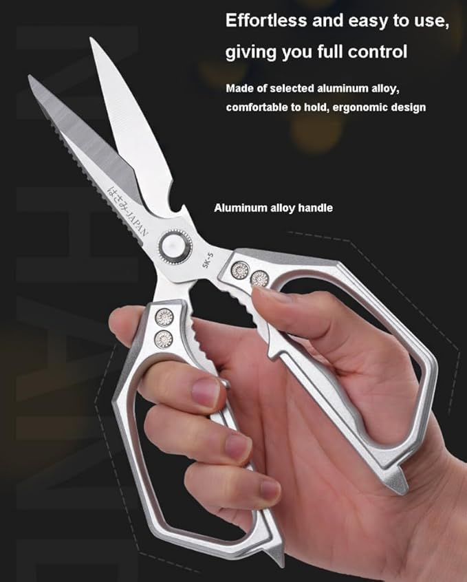 Kitchen Scissor, Heavy Duty Stainless Steel Kitchen Shears Scissor for Food, Sharp Cooking Scissors for Meat Chicken Fish Nut Vegetable Herb, Bottle Opener (Sliver)