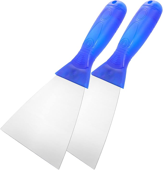 Putty Knife, 2 PCS 5 Inch Carbon Steel Scraper, Plastic Handle Spackle Knives for Drywall, Decals, Wall paper, Patching, Painting, Taping, Scraping Coating