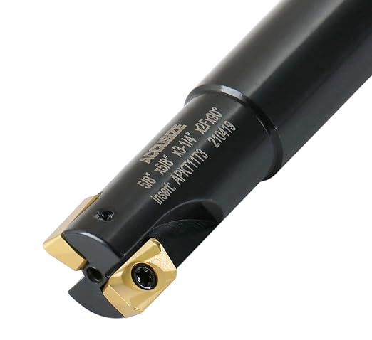 Accusize Industrial Tools 5/8'' 90 Deg Square Shoulder Indexable End Mill with 3-1/4'' Oal, Apkt11t3 Carbide Inserts, 2 Flute, 0056-0916