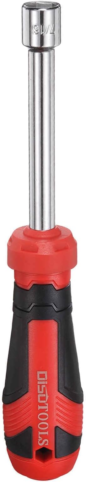 HARFINGTON SAE Nut Driver 7/16" CR-V Non-Magnetic Tip Hollow Shafts Hex Socket Screwdriver with Anti-Slip Handle for Automobile Repair Bit Driver