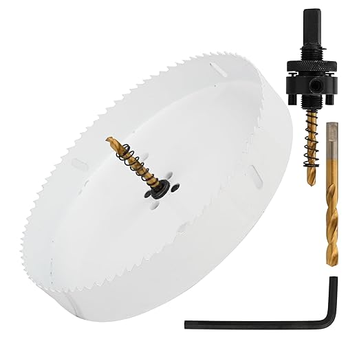 Mollom (203mm | 8") HSS M42 with 8% Cobalt BI-Metal Hole Saw with 2 Pilot Drill Bits & Arbor Smooth Cutting for PVC,Drywall,Wood,Plastic,Gypsum Board,Rubber