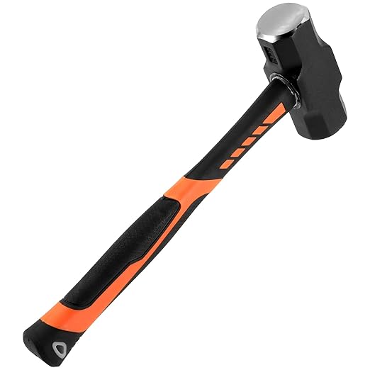 2 Pack 4 lb Small Sledge Hammer, 4 Pound Mini Sledge Hammer, Steel Head and 12 Inch Long Shock-Resistant Fiberglass Handle, Heavy Duty Stoning Hammer Club Hammer