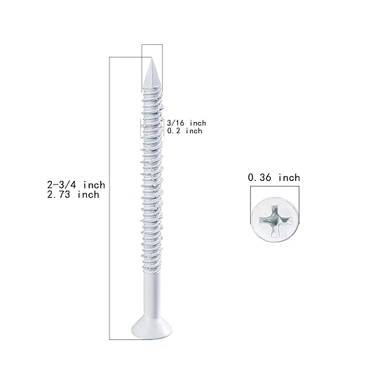 WenSilon(30 PCS) 3/16" x2-3/4 White Concrete Screw Anchor White Flat Head for Anchoring to Masonry, Block or Brick Stucco