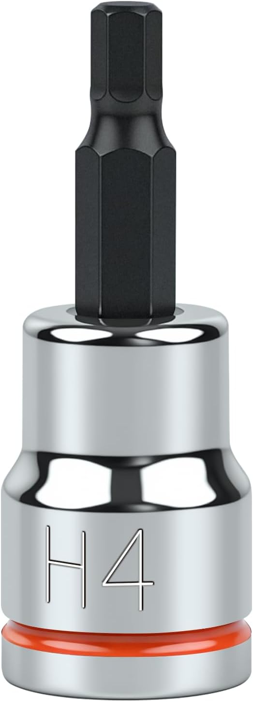 3/8 Inch Drive Hex Bit Socket, H4, Full Polished, Premium CR-V & S2 Alloy Steel Head Made for Auto/Mechanical